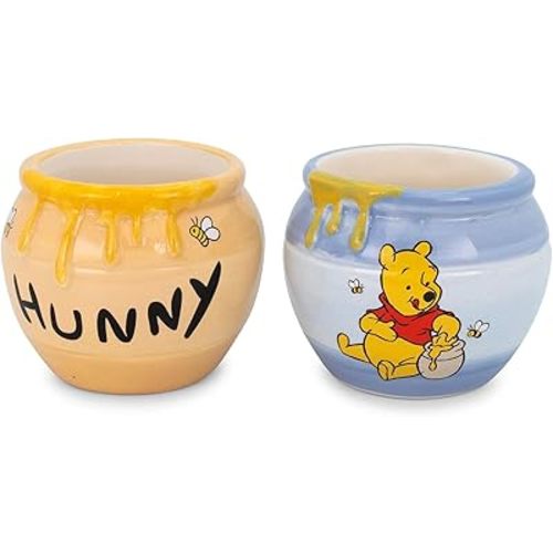 Disney Winnie the Pooh Hunny Pot Sculpted Ceramic Mini Mugs | Set of 2