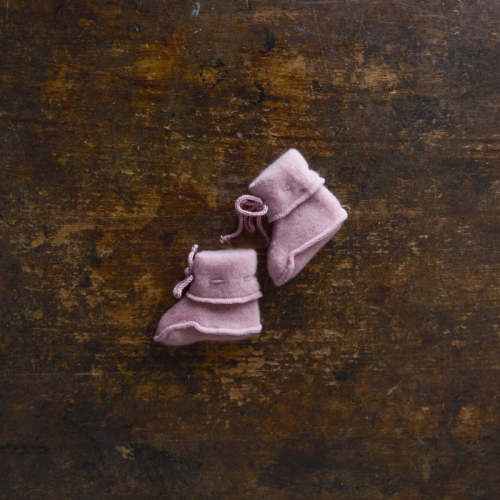 Baby Merino Wool Fleece Booties - Lilac Rose