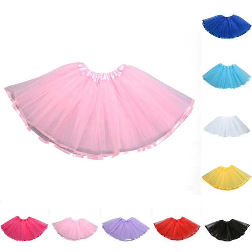 Summer Saving! Ashirexll Summer Skirts, Midi Skirt, Girls' Solid Color Elastic Waistband Mesh Skirt Party Skirt Layered Princess Skirt