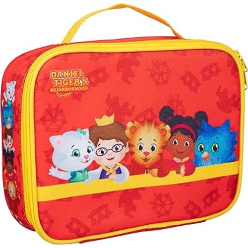 Daniel Tiger's Neighborhood Insulated Lunch Sleeve - Reusable Heavy Duty Tote Bag w Mesh Pocket (Friends Characters) - Keeps Food Fresh for Hours at School & Daycare -Easy to Use Lunch Box for Kids