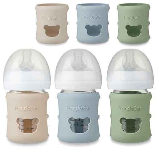 PandaEar 3 Pack Silicone Sleeves for Philips Avent Natural Glass Baby Bottles 4 oz, Shatterproof Anti-Breakage and Heat Resistant Bottle Holder, BPA-Free, Compatible with 4 oz Avent Glass Bottles