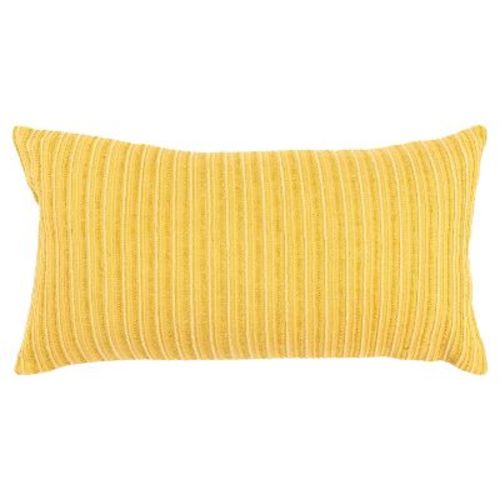 14"x26" Oversized Solid Striped Lumbar Pillow Yellow: Textured, Cotton, Viscose - Rizzy Home