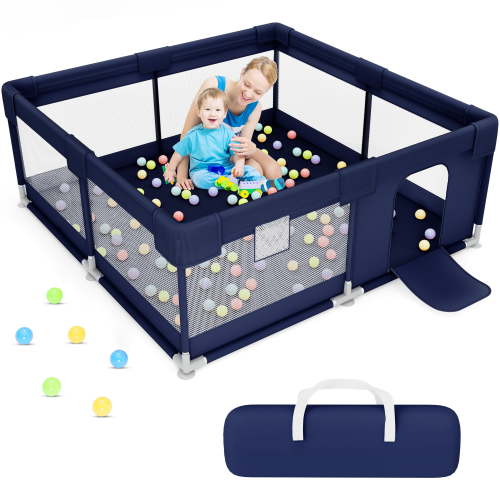 babyeap Baby Playpen,50x50 Inch Baby Playards for Babies and Toddlers,Fence Baby Play Yards for Indoor & Outdoor with Breathable Mesh,Navy Blue