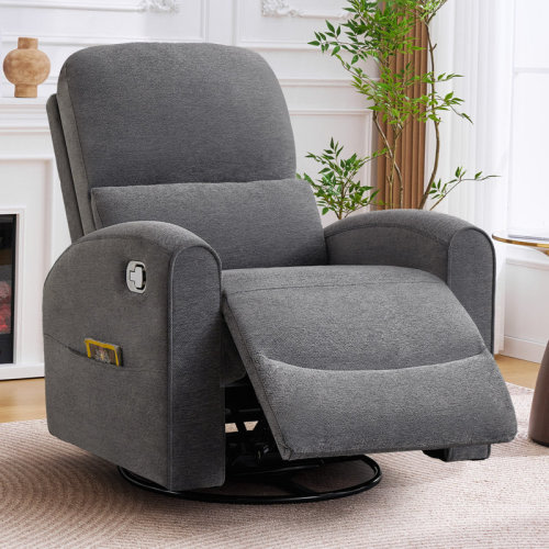 Ebern Designs Overd Nursery Chair, 26" Extra Wide Swivel Rocker Recliner With Adjustable Headrest | Wayfair