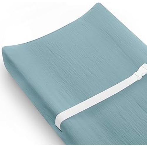 Changing Pad Cover for Baby Girls Boys, Muslin Changing Table Pad Covers with Boho Style, Neutral Color Soft and Breathable (Costume Blue)