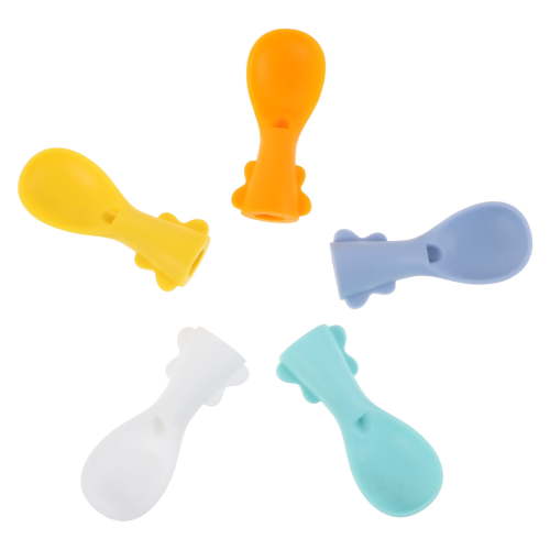 Raindrops Silicone Pouch Feeding Spoons 5Pcs Gentle for Infants Easy One-Handed Use
