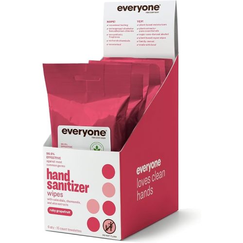Everyone Hand Sanitizer Wipes | Ruby Grapefruit