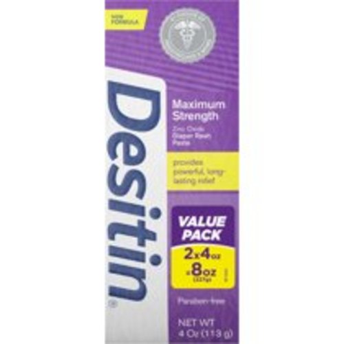 (2 Pack) Desitin Maximum Strength Baby Diaper Rash Cream with Zinc Oxide, 4 oz