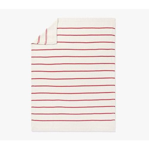 Breton Stripe Baby Blanket , Red