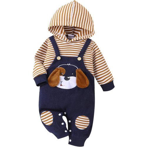 Baby Boy Clothes Newborn Hoodie Romper Fall Winter One-piece Outfit Infant Cute Cartoon Clothing Set 0-18 Months