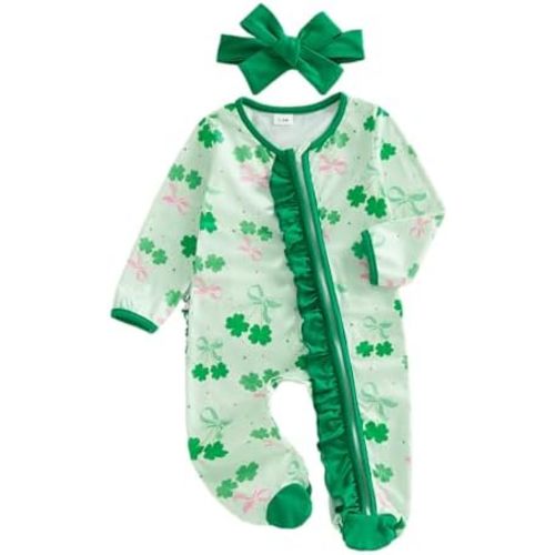 Baby Girl Christmas Outfit Gingerbread Footie Zipper Jumpsuit