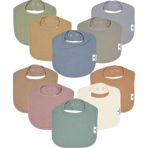 Diaper Squad 10-Pack Organic Cotton Baby Bibs for Baby Boy, Girl
