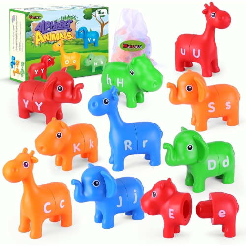 Wanonoo Montessori Alphabet Learning Toys, Dinosaur Toys for Kids 2-4,52PCS ABC Matching Letters Dino Toys Gifts for Toddlers 3-5, Matching Letters Fine Motor Toy,Letter Recognition for Preschoolers
