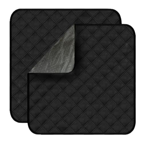 Waterproof Chair Pads for Incontinence 2Pcs Resuable Washable Seat Protector Pads for Incontinence for Senior Toddlers 22"X21" Black