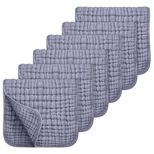 Looxii Muslin Burp Cloths 100% Cotton Muslin Cloths Large 20''x10'' Extra Soft and Absorbent 6 Pack Baby Burping Cloth for Boys and Girls (Fog Blue)