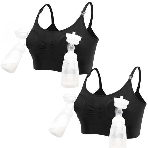 Hands-free Breastfeeding Special Bra, Petmoko Adjustable Breast-Pumps Holding and Nursing Bra, Suitable for Breastfeeding-Pumps by Lansinoh, Philips Avent, Spectra and More(2 PCS)