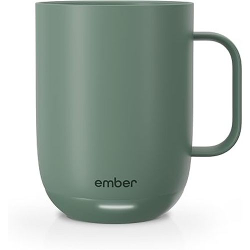 Ember Temperature Control 14oz Smart Mug 2, App-Controlled and Rechargeable Heated Coffee Cup Warmer with Intelligent LED Display, Sage Green.