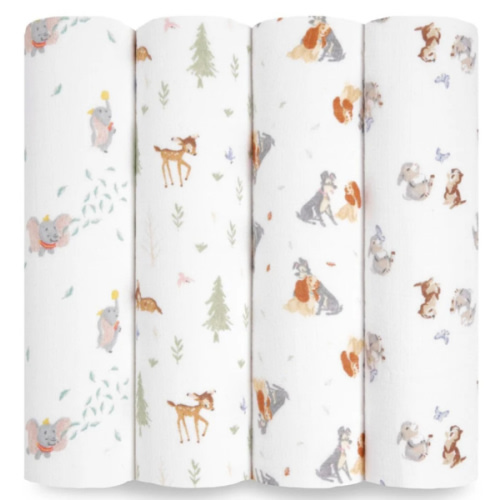 Disney + Friends Essentials Cotton Muslin Swaddle 4-Pack | aden + anais