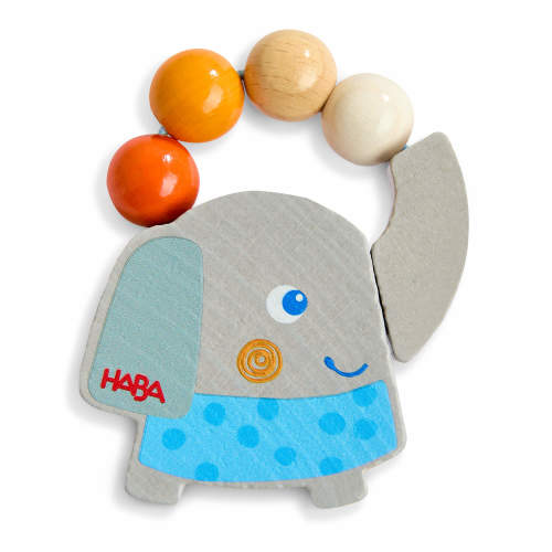 Elephant Wooden Grasping Toy Rattle for Babies Ages 6 Months and Up– HABA USA