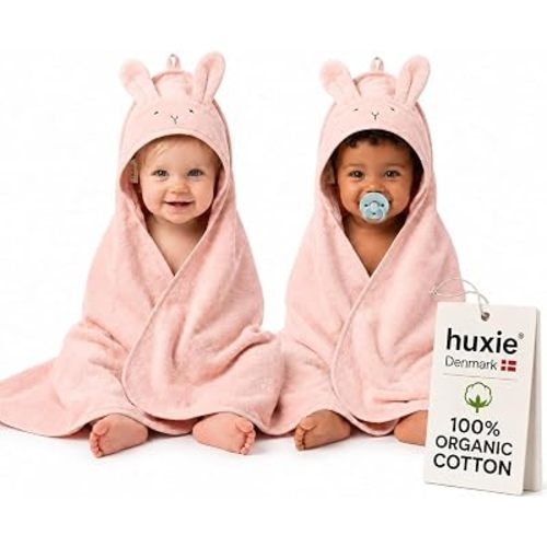 Hooded Baby Bath Towels, 100% Organic Cotton, 32"x32" 2-Pack