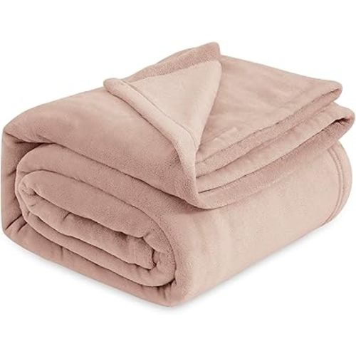 Bedsure Fleece Blankets Queen Size Dusty Pink - Bed Blanket Soft Lightweight Plush Fuzzy Cozy Luxury Microfiber, 90x90 inches