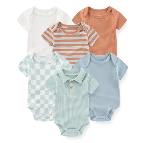 JELYLOVE Fashion Baby Boy Girl Bodysuits 6-Pack Casual Cotton Soft Infants Outfit New born Clothes