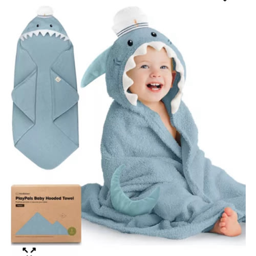 PlayPals Baby Towels with Hood for Girls, Boys, 100% Soft Cotton Hooded Bath Towels for Newborn, Kids