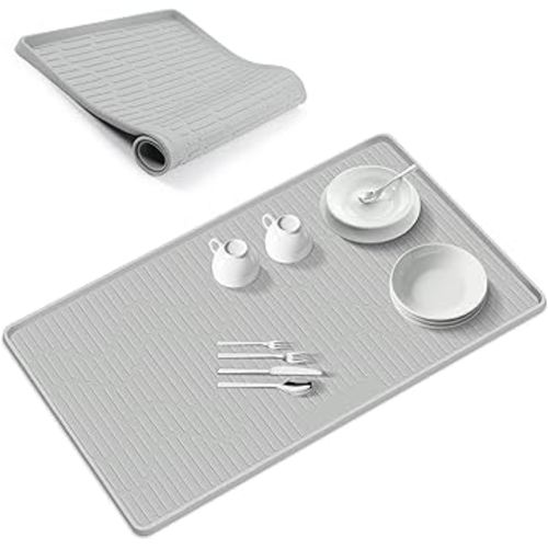 24" x 24" Silicone Dish Drying Mat for Kitchen Lanstics Drying Kitchen Mat Versatile Silicone Mat for Dishes Non-Slip Drying Mat Fast Dry Kitchen Counter Drying Mat for Home Coffee Bar Accessories