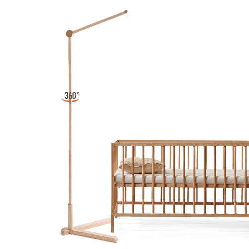 Youuys 61-Inch Floor-Standing Wooden Crib Mobile Arm, Adjustable Rotating Holder