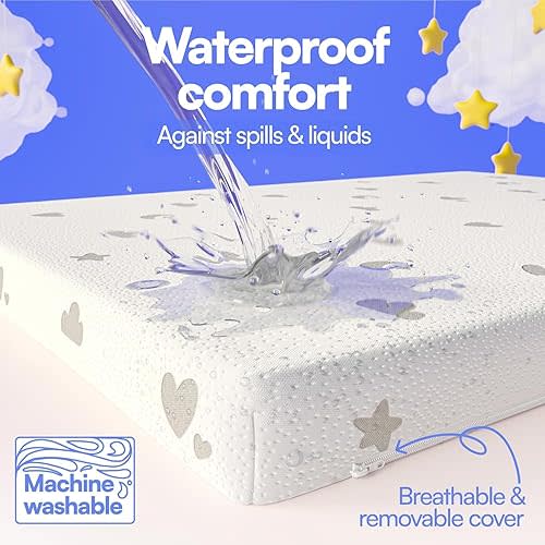 Mommy&Me Pack and Play Mattress Pad (38"x26"x1") with Soft Washable Breathable Cover, Waterproof, CertiPUR-US Certified Foam, Pack&Play Topper