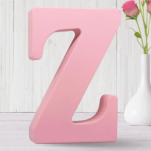 AOCEAN 8 Inch Pink Wood Letters Unfinished Wood Letters for Wall Decor Decorative Standing Letters Slices Sign Board Decoration for Craft Home Party Projects (Z)
