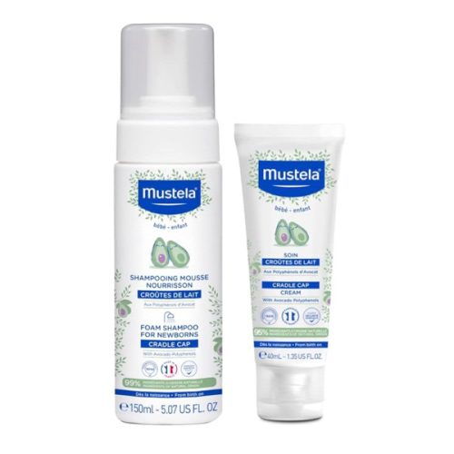 Mustela Baby Cradle Cap Bundle - Natural Baby Shampoo & Cradle Cap Cream - with Natural Avocado - 2 Piece Set