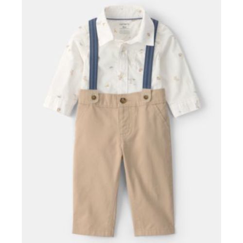 Baby Boys' Easter Bunny Long-Sleeve Bodysuit and Suspender Pants, 2-Piece Set