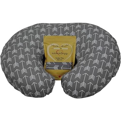 Adorology Nursing Pillow Slipcover (Cover ONLY) for Boppy, Gray Arrow Design, Pillow NOT Included, Fits Standard Breastfeeding Pillows