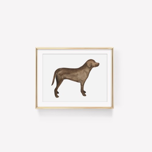 Watercolor Chocolate Lab Art Print, watercolor nursery decor, wildlife decor, dog art print, Labrador Retriever, hunting dog