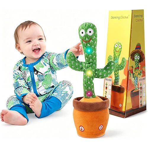 MIAODAM Dancing Cactus, Talking Cactus Baby Toy, Colorful Glowing Repeating Cactus Toy for Baby Toddler, Singing Cactus Toy 10 Songs Repeats What You Say for Baby Toy Gift Mimicking