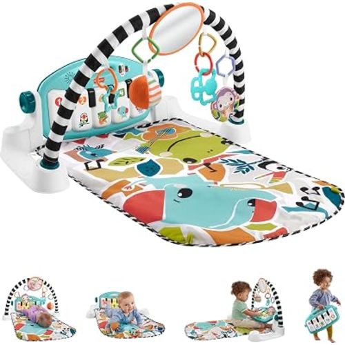 Fisher-Price Glow and Grow Kick & Play Piano Gym, Blue