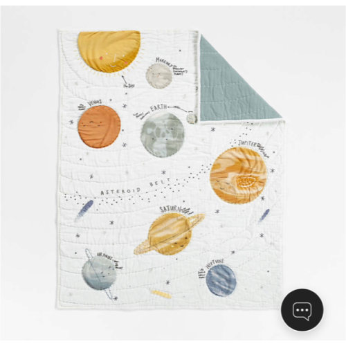 Outer Space 100% Organic Cotton Baby Crib Quilt