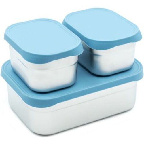 WeeSprout Stainless Steel Lunch Box Set - Matte Blue