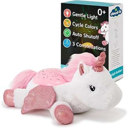 Cloud b Calming Nightlight Star Projector | Gentle Brightness | 3 Colors | 3 Constellations | Auto-Shutoff | Unicorn w/ Wings