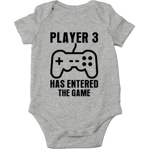 Crazy Bros Tees Player 3 Has Entered the Game Baby Bodysuit Funny Infant Boy Outfit Cute Unisex Comfy Humor (Newborn, Light Blue)