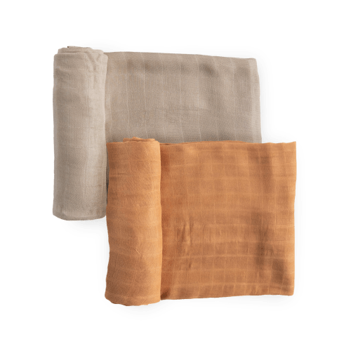 Deluxe Muslin Swaddle Blanket 2 Pack - Caramel