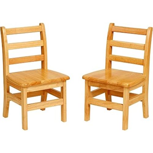 ECR4Kids Three Rung Ladderback Chair, 12in Seat Height, Classroom Seating, Honey, 2-Pack