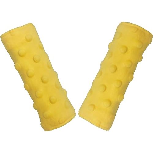 Baby Car Seat Neck Cover, Car Seat Strap Cover, Seat Belt Cushions Pads, Shoulder Strap Protectors, Reversible Pram Harness Covers in Minky Yellow, Baby Neck Pad Protector