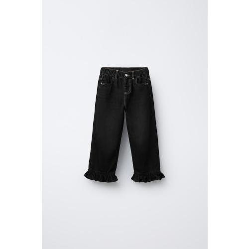 RUFFLED HEM CULOTTE JEANS - Black | ZARA United States