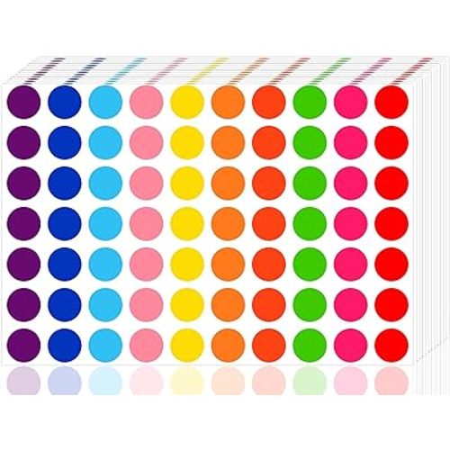 3500 Pieces Dot Stickers, 3/4 inch Color Coding Labels, 10 Color Circle Price Stickers for Office Classroom Student