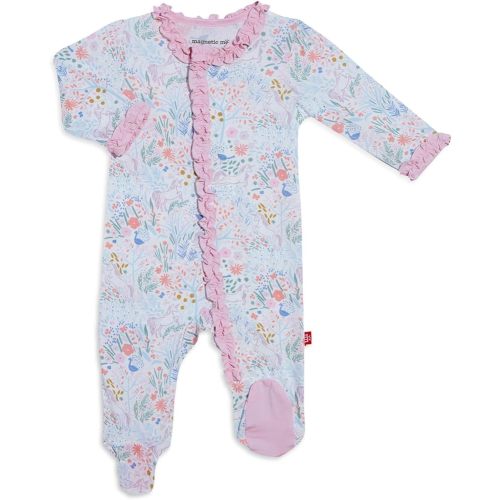 Magnetic Me Girls Modal Magnetic Baby Footie Pajamas | Silky Soft Modal Fabric | Baby Sleepers Available Sizes PRE - 24M