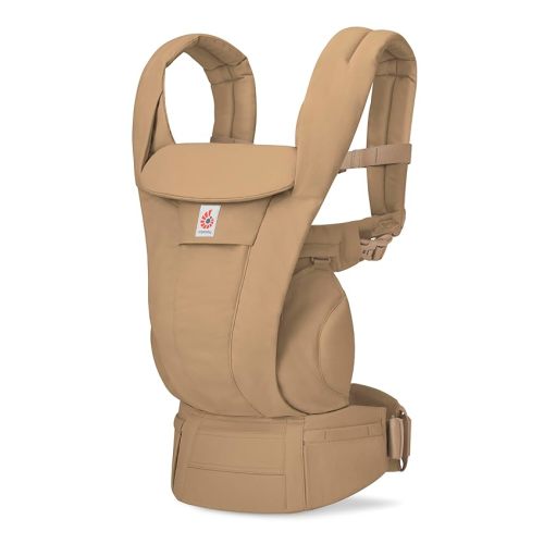 Ergobaby Omni Deluxe Baby Carrier for Newborn to Toddlers 0-48 Months (7-45 lbs) - 4-Position 100% Premium Cotton Baby Carrier with Ergonomic Support, Storage Pockets, and Sun Hood - Camel