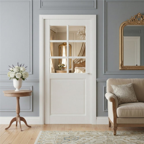 SMARTSTANDARD 6-Lite Clear Glass and Primed Solid Manufactured Wood Slab Door Without Hardware Kit | Wayfair