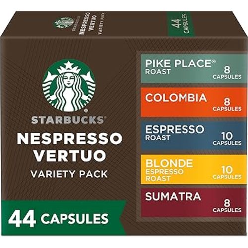 Starbucks by Nespresso Vertuo, Favorite Variety Pack Coffee & Espresso, 44-count Coffee and Espresso Pods, Brews 7.8 oz and 1.35 oz.